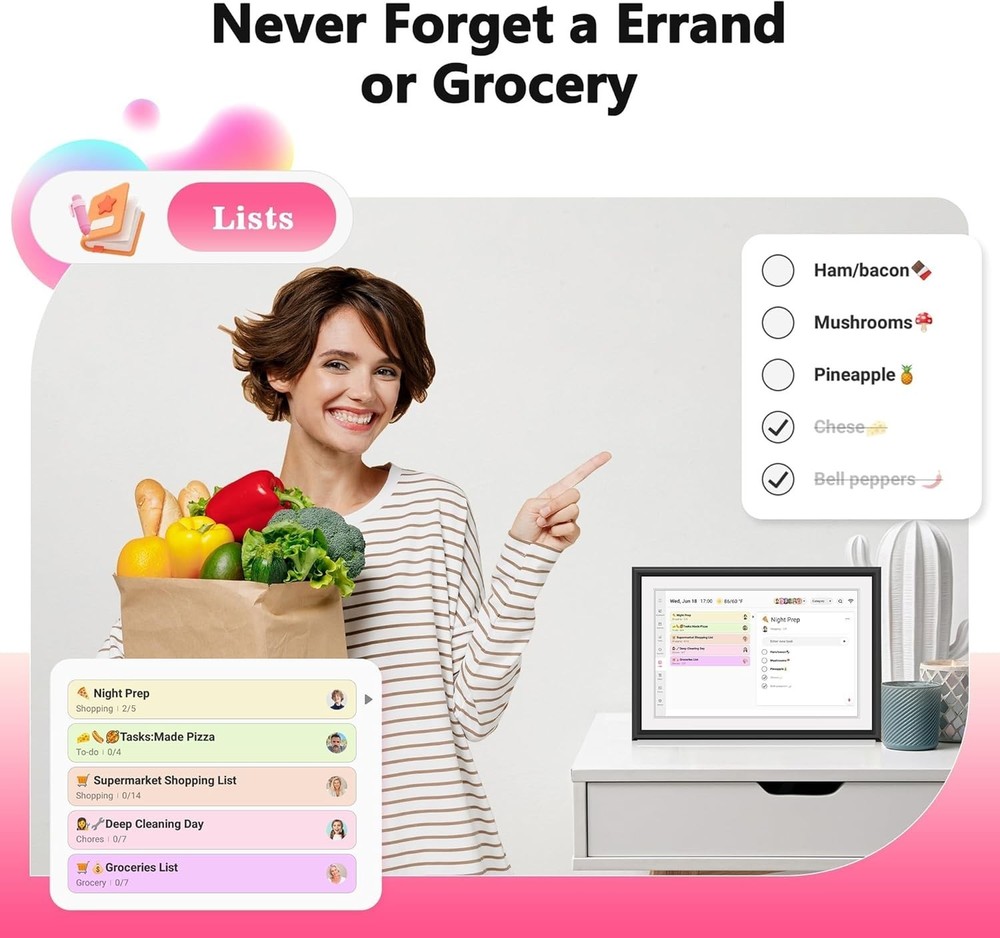 10.1" , Smart Touchscreen Interactive Display, Electronic Organizer for Month...