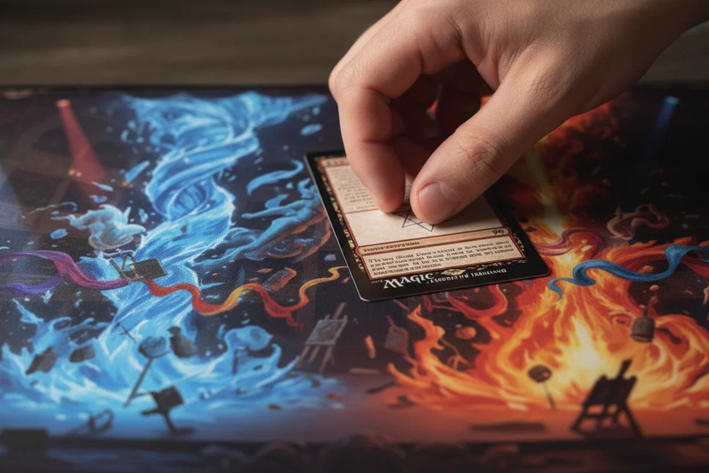 The Elemental Duel — Fire vs Ice TCG Playmat
