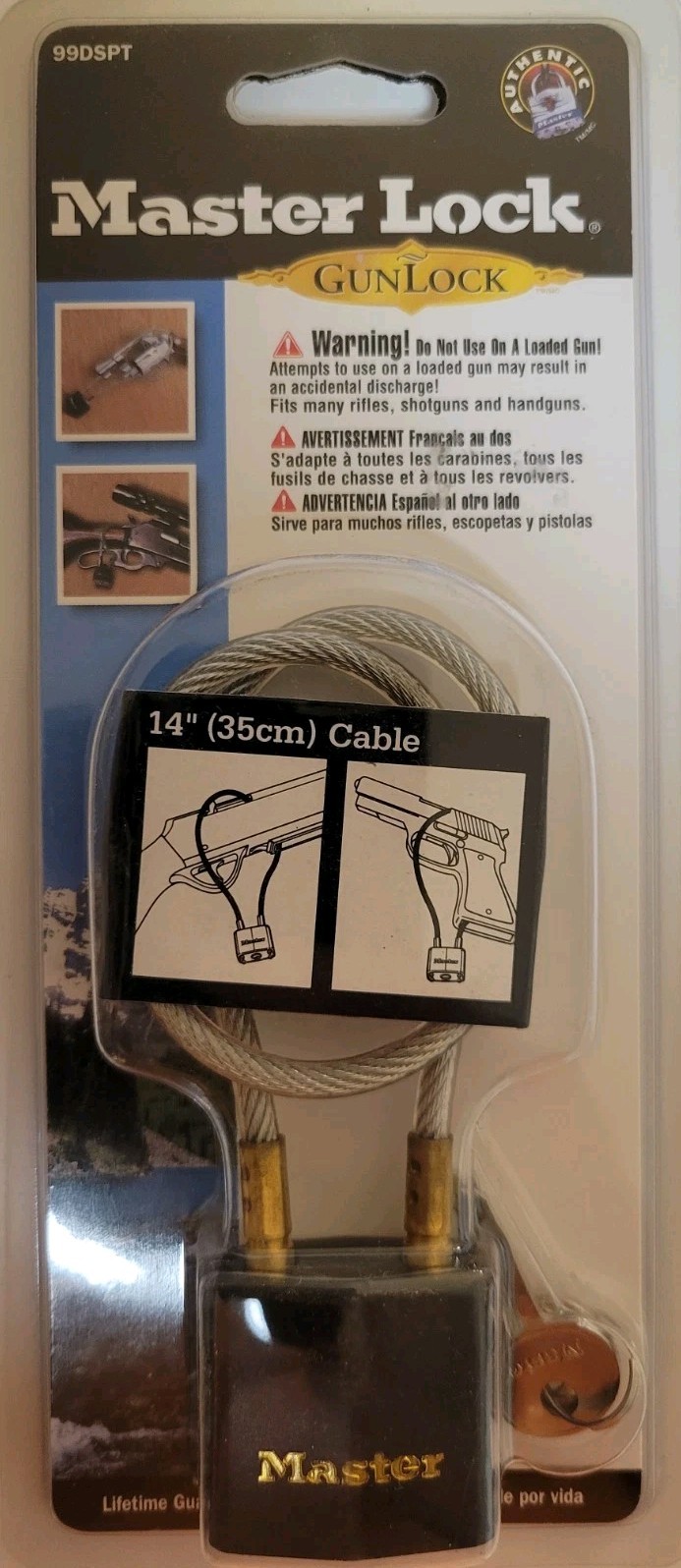 Master Lock Gun Lock 99DSPT 14" Cable w/Key  Bike Bicycle Computer NEW