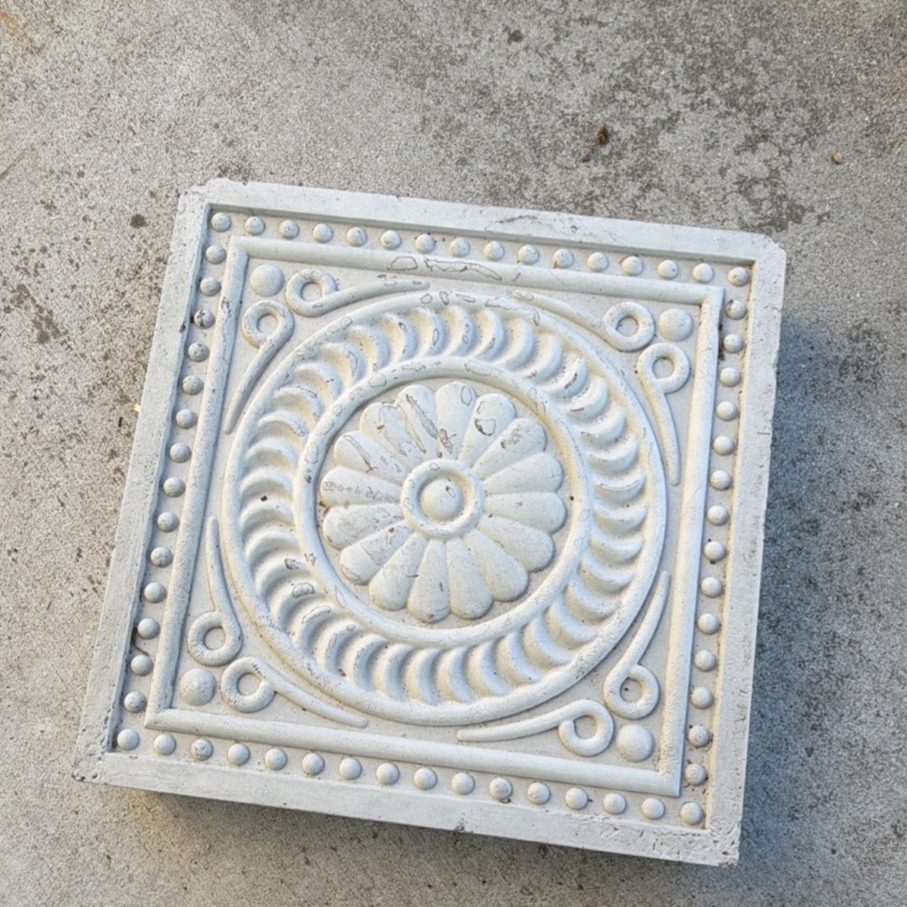 Decorative Plaster Salvage Square Panel White Ornate Design