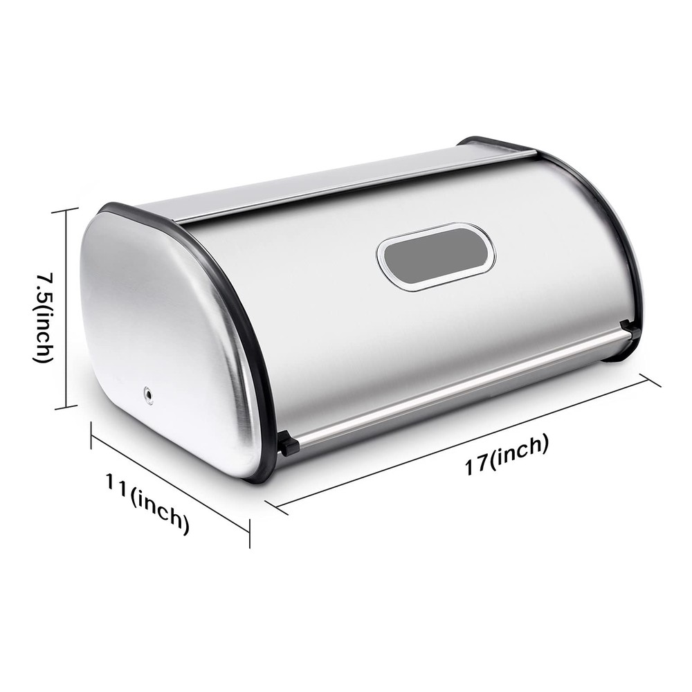 Stainless Steel Bread Box for Kitchen Countertop, Extra Thick Sturdy Bread St...