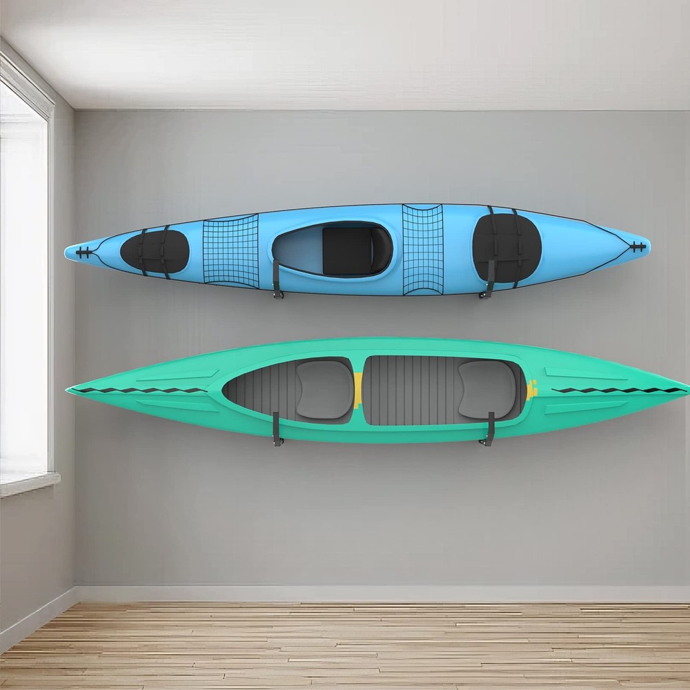 WALMANN Wall Mount Kayak Storage Rack, Hooks for Garage Large, Black