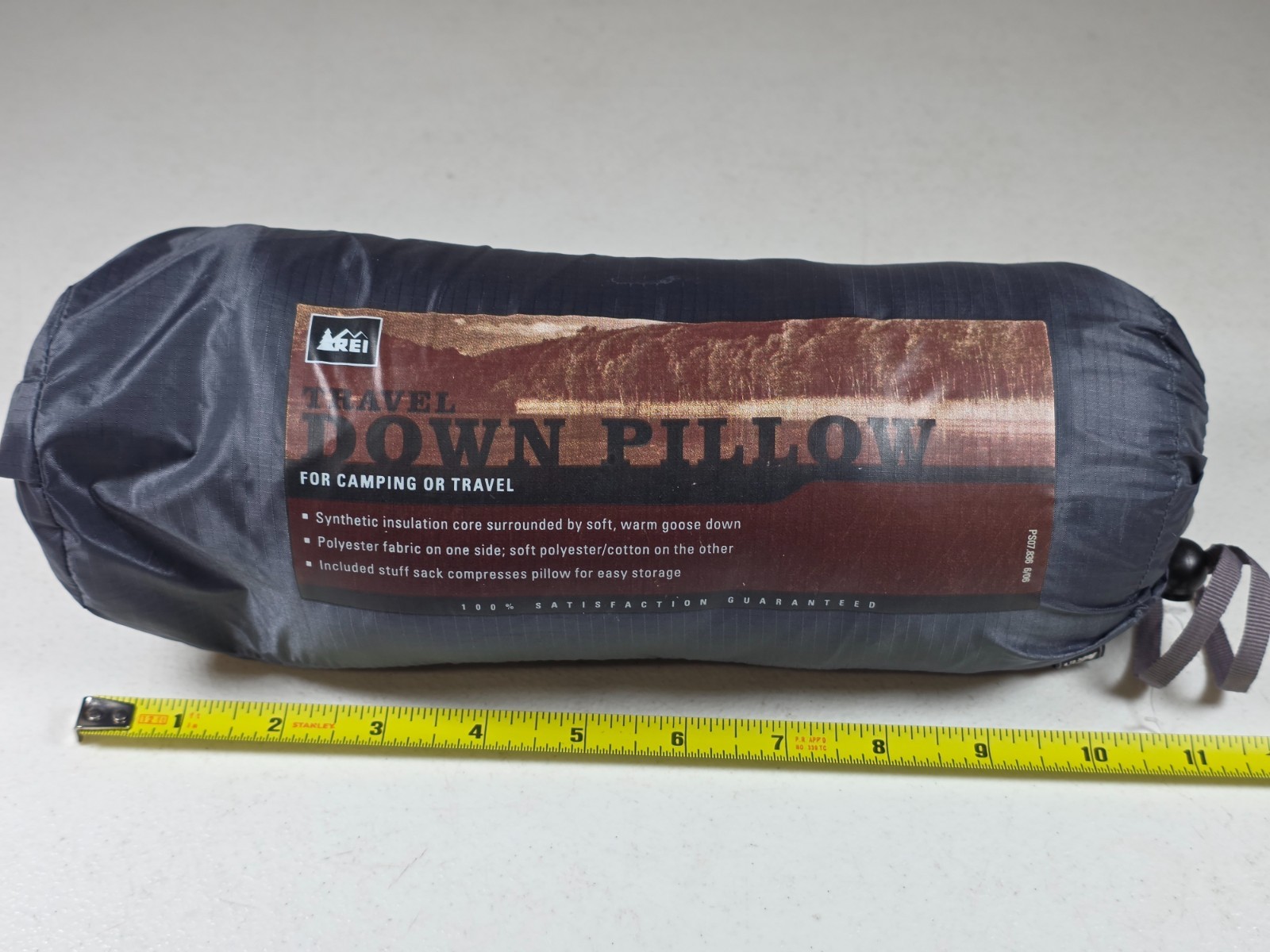 REI Travel Goose Down Pillow Camping Backpacking Compressible Gray 12x18