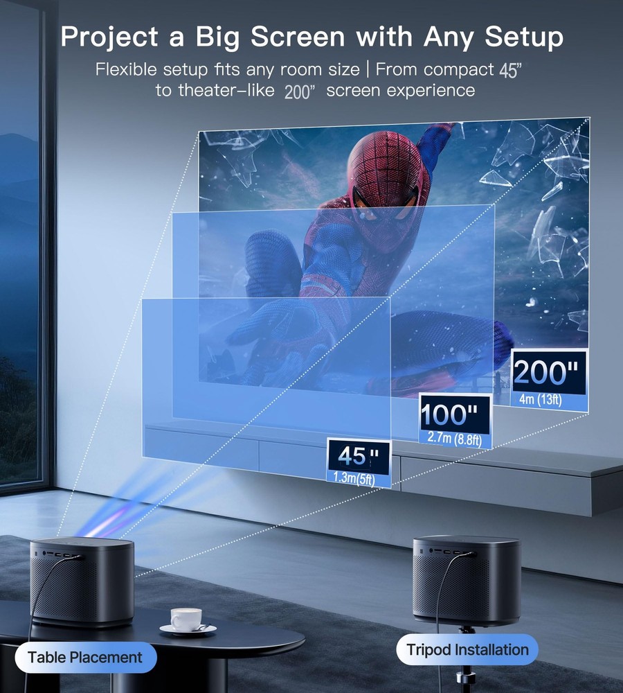 Mini Projector, Home HD Projector with Built-in Speaker, Auto Focus, Keystone...