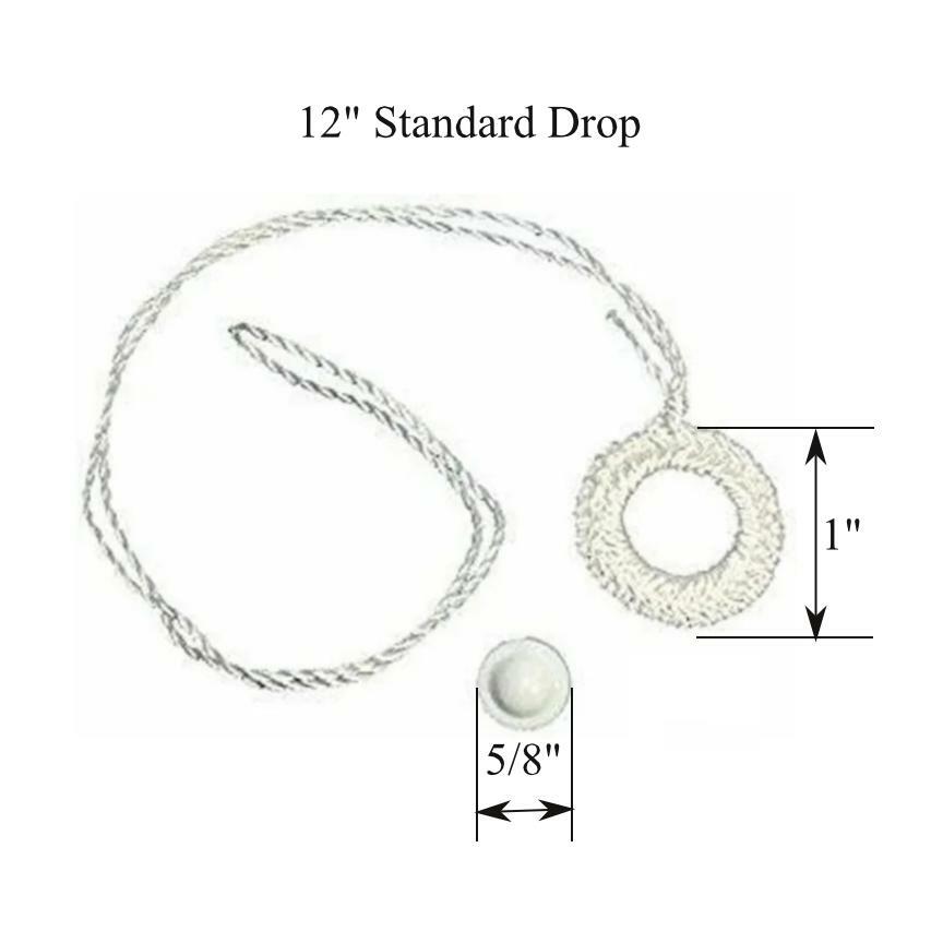 Roller Window Shade WHITE Double Crochet RING PULL with Higbee Button