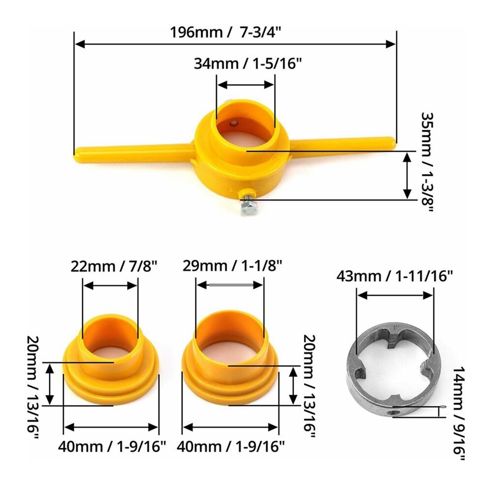 6Pcs PVC Thread Maker Tool NPT Die Set Pipe Round Threader 1/2" 3/4" 1" C88
