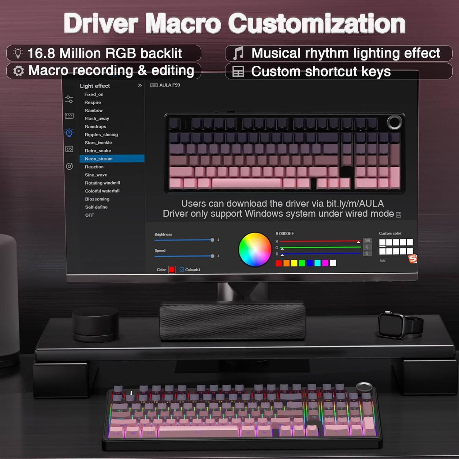 AULA F99/F99 Pro Tri-mode Wireless Mechanical Keyboard RGB Hot Swappable Custom