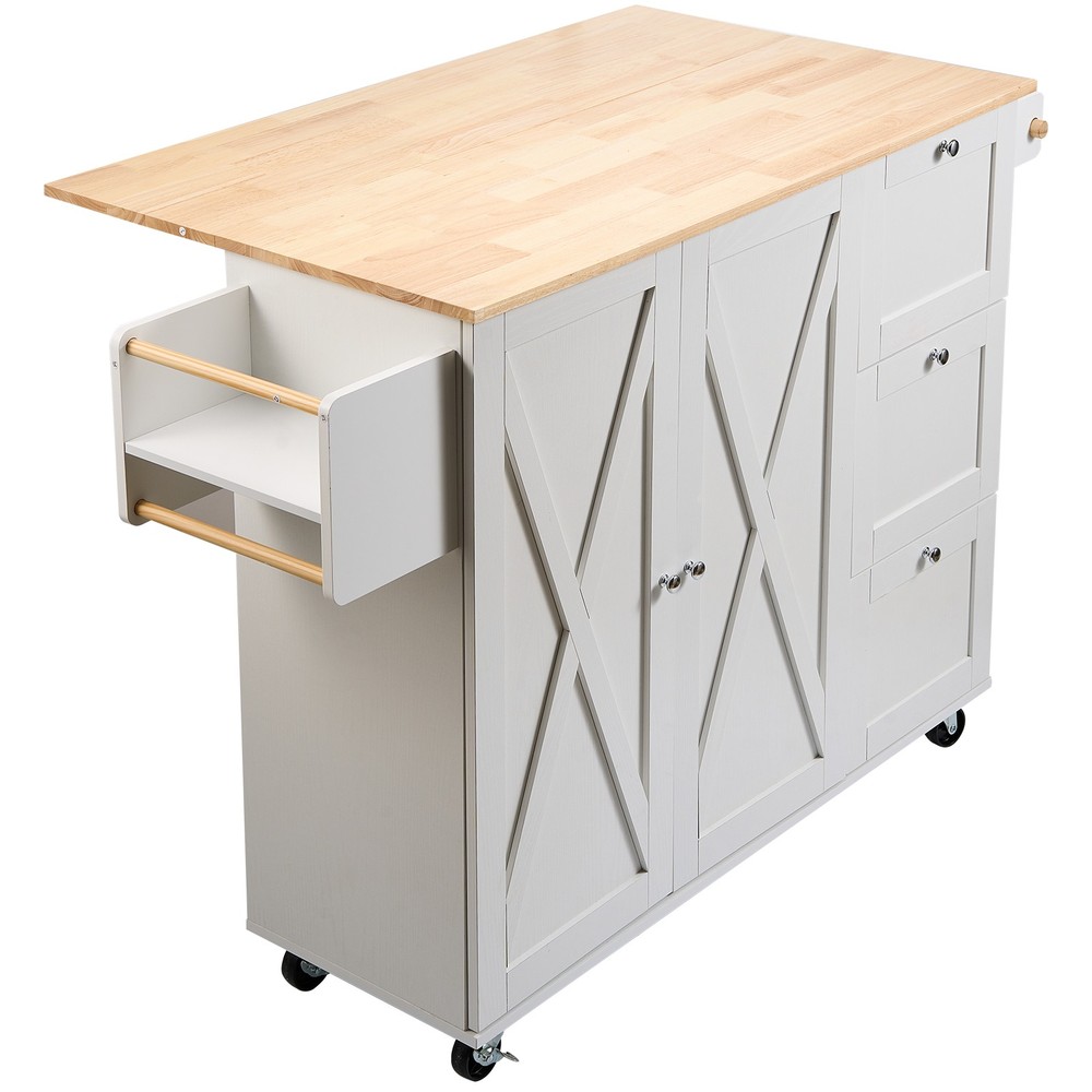 Kitchen Island Cart with Solid Wood Top, 45.3" Width Mobile Carts with Storage