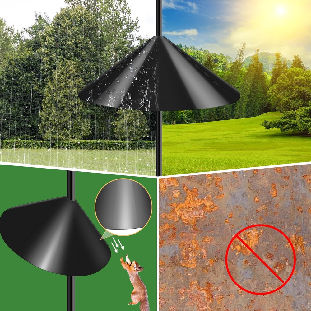 Squirrel Baffle for Bird Feeder Pole - 19" Diameter Mount Guard, Black