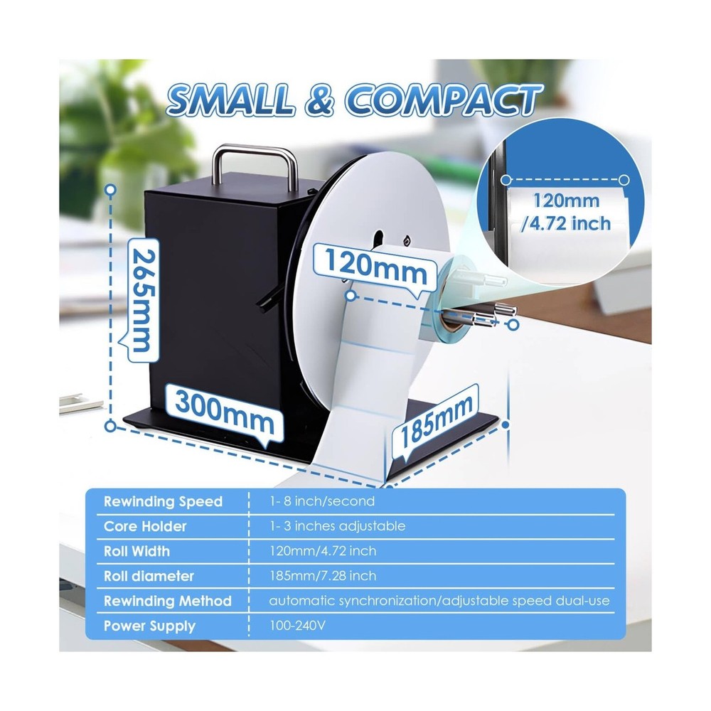 Automatic Label Rewinder Speed-Adjustable Label Rewinding Machine, Synchroniz...