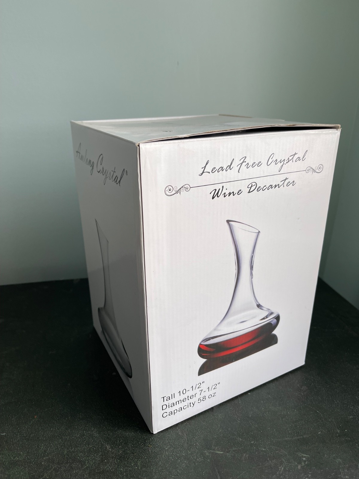 Lead-Free Large Wine Decanter, Red Wine Carafe, Crystal 58 OZ