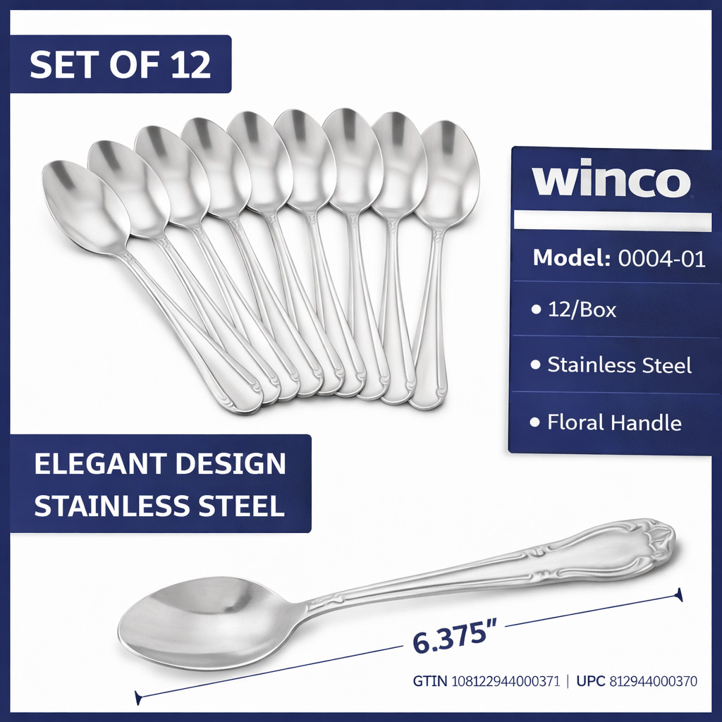 12 Pc New Winco 0015-01 Lafayette 18/0 Stainless Steel Teaspoon 6" Flatware