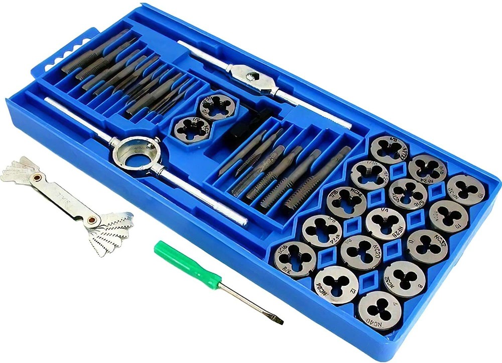 40Pc SAE Tap & Die Set Cut /Renew internal external threads to exact precision