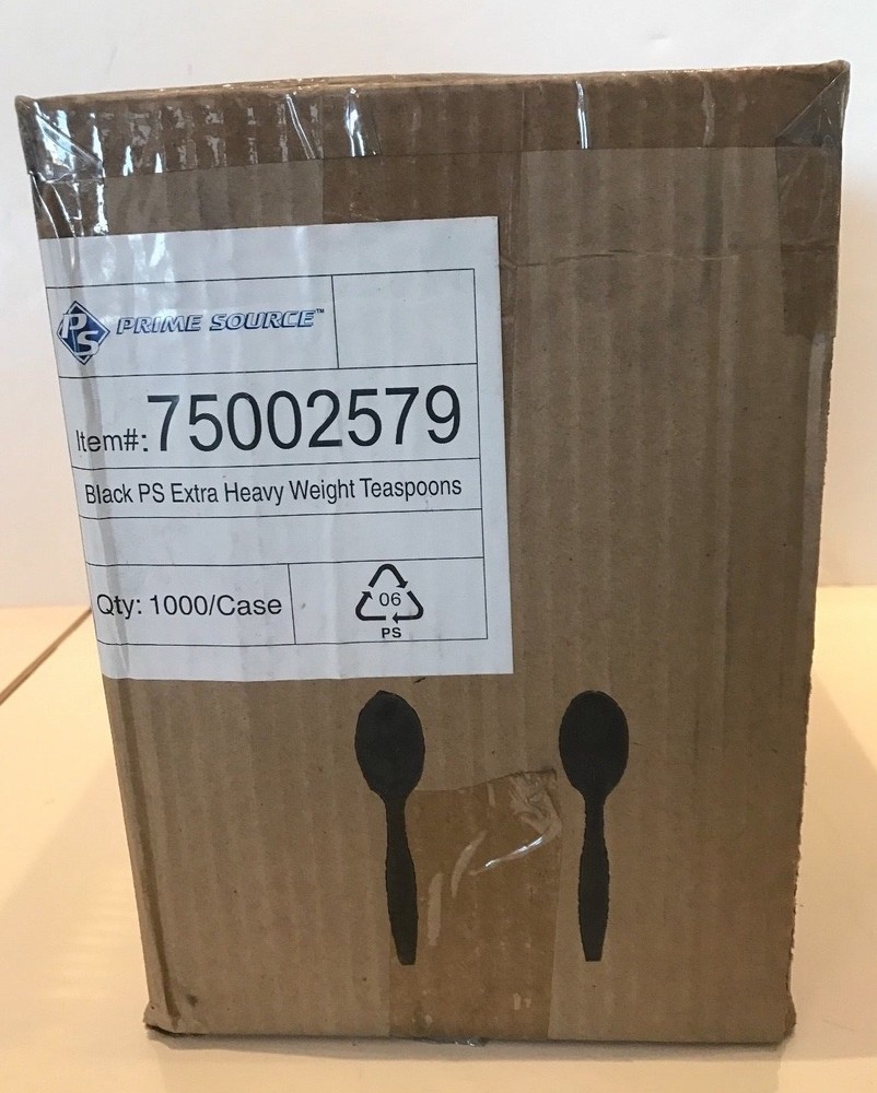 Prime Source Black Extra Heavy Weight Teaspoons - 1000/cs