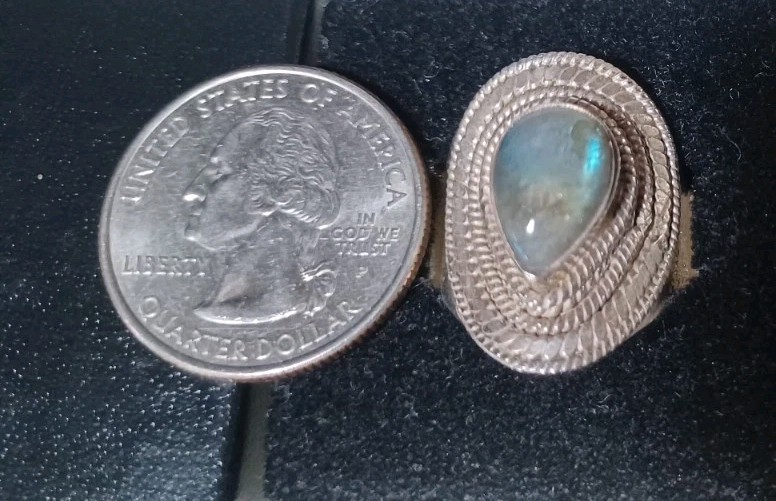 Indian Sterling Silver Labradorite Ring SZ 7 7gm