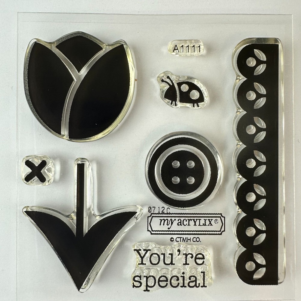 My Acrylix Clear Stamps Set - Tulip Button Ladybug a1111 CTMH