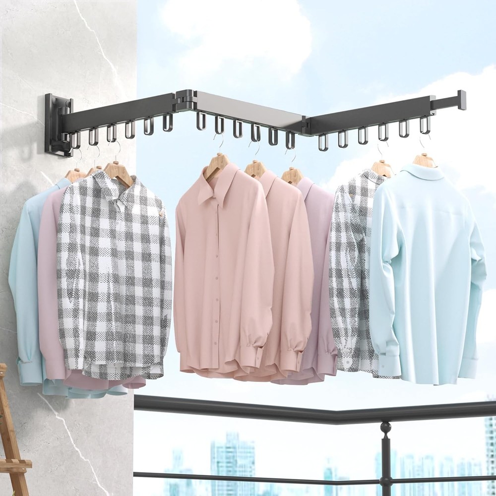 Drying rack, wall-mounted, retractable, foldable, strong load-bearing