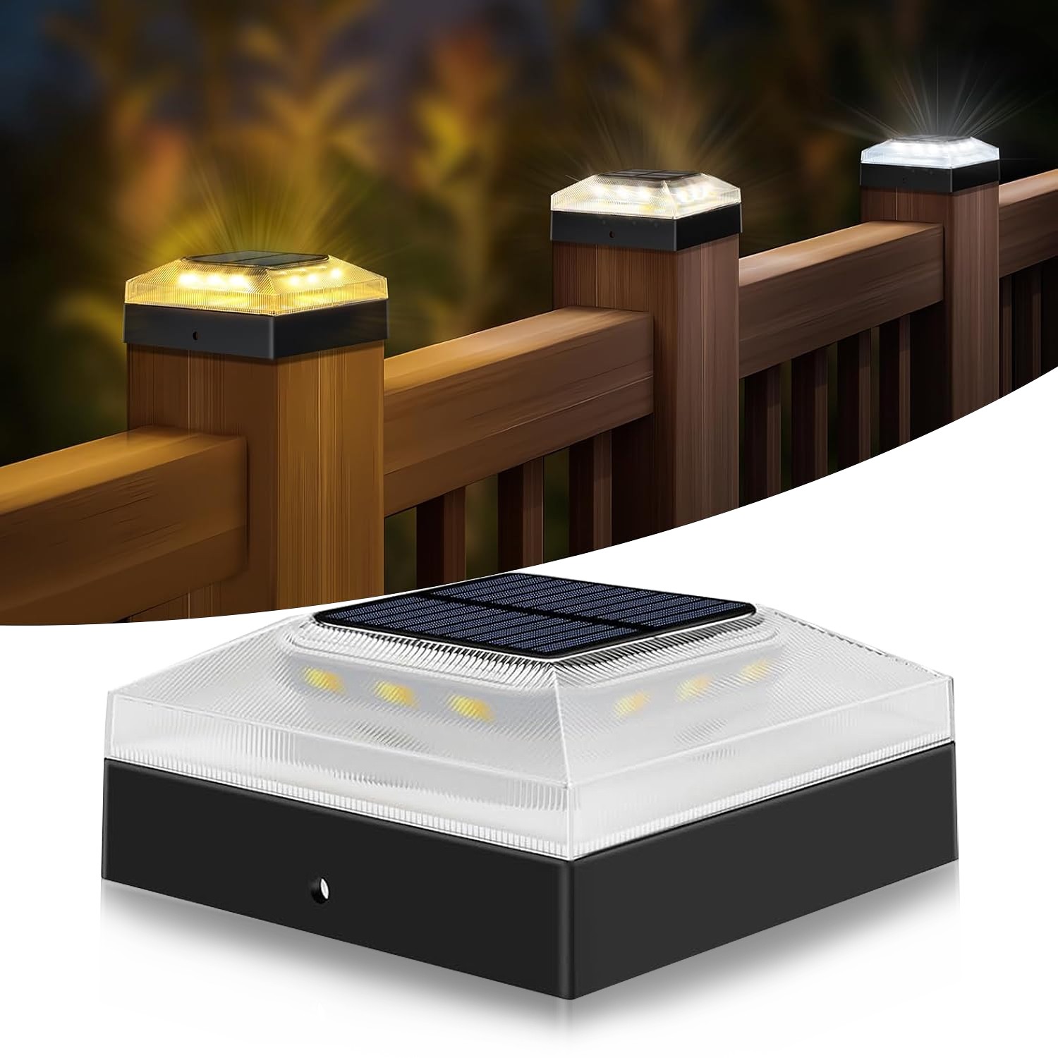 4x4‘ Solar Post Cap Lights Outdoor Fence Post Light Waterproof Solar Deck Lights