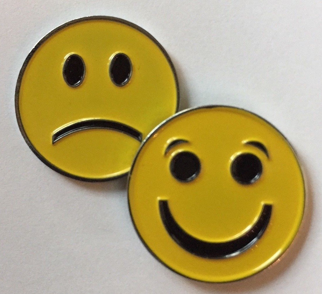 Smile Face Frown Face Double Sided Golf Ball Marker