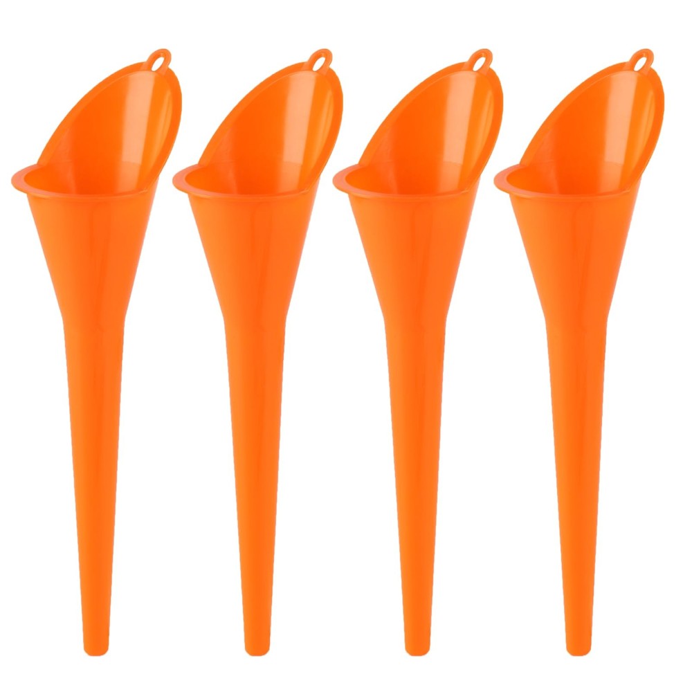 4 Pcs Plastic Long Neck Oil Funnel for Change, Multi-Function 4pcs - Orange