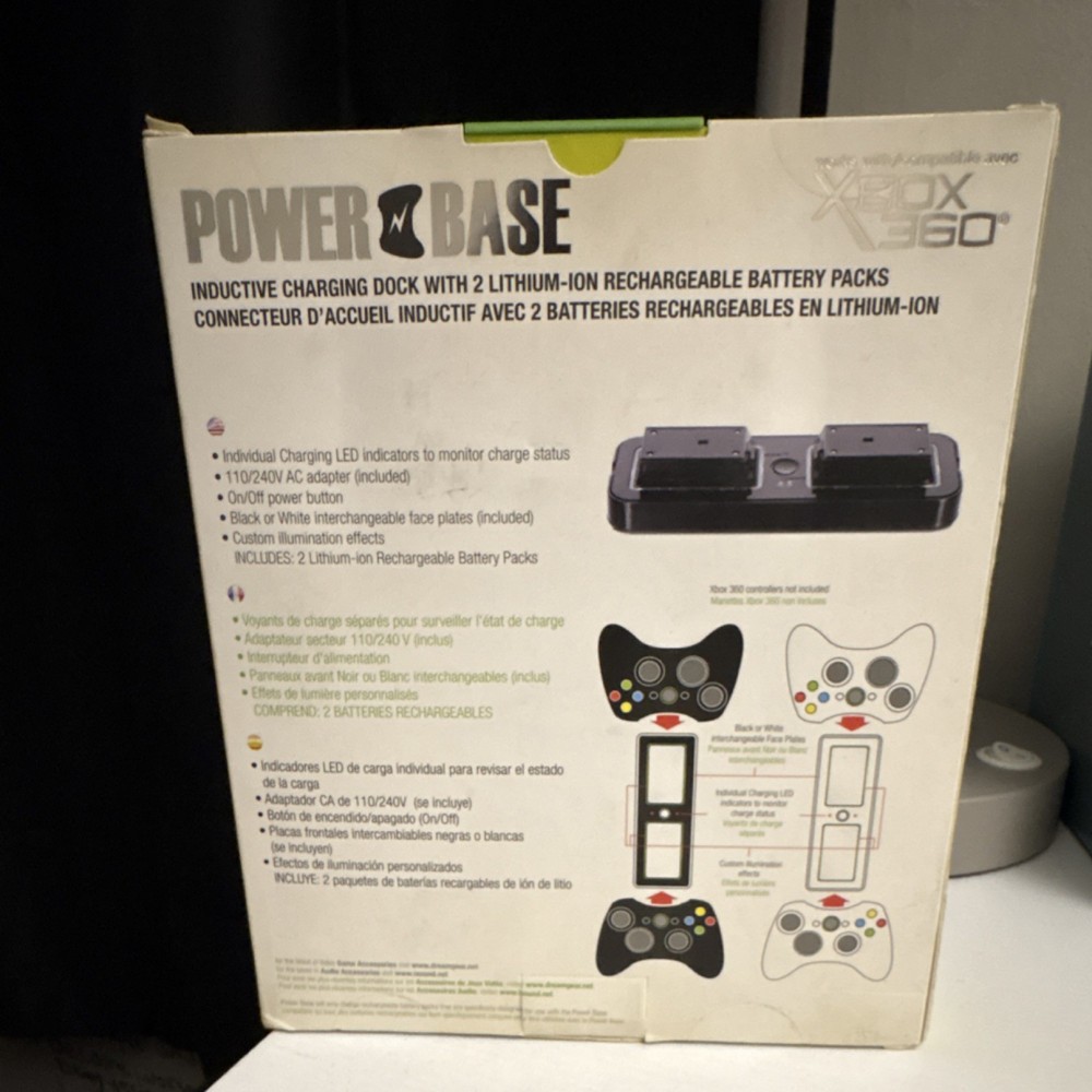 dreamGEAR Power Base Inductive Charging Dock for Xbox 360 Controllers 2 Pack