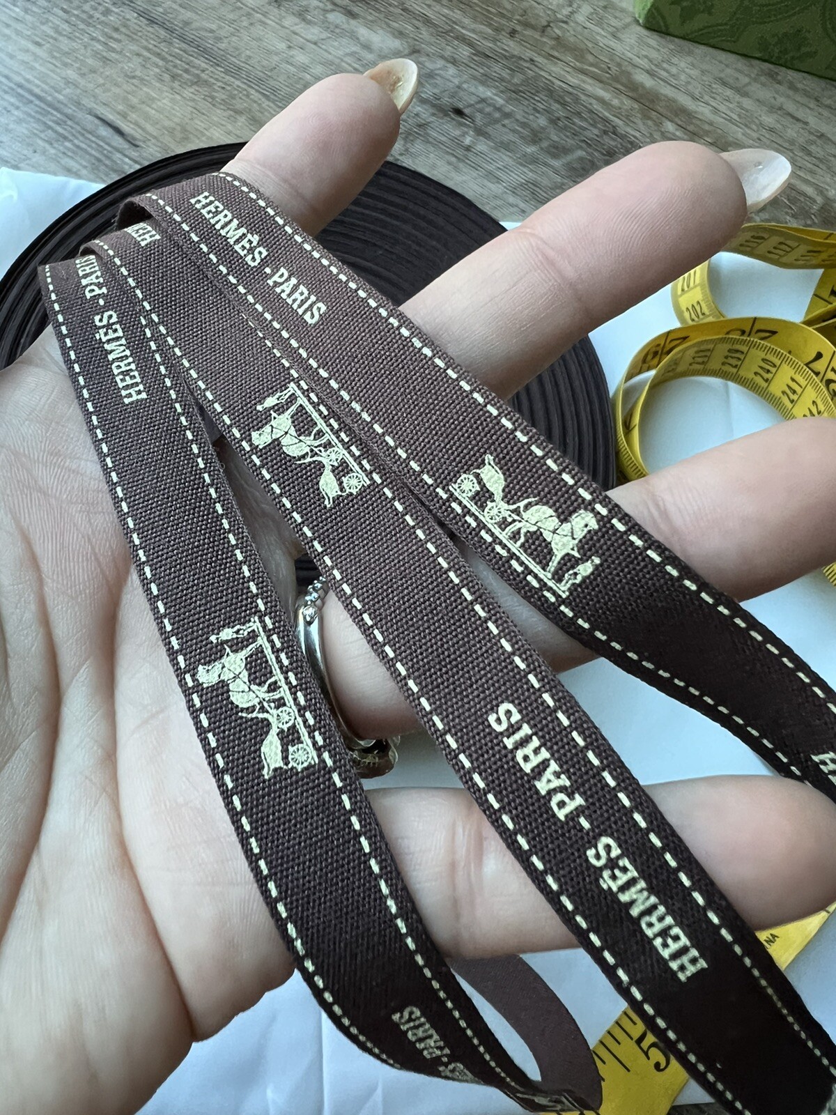 Hermes ribbon sold by the bundle 3 yards (108in) cut by one piece only