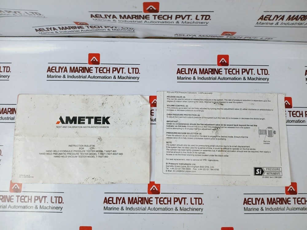 Si Pressure Instruments TPI Hand Held Test Pump Kit Max 25 Bar/360 PSI