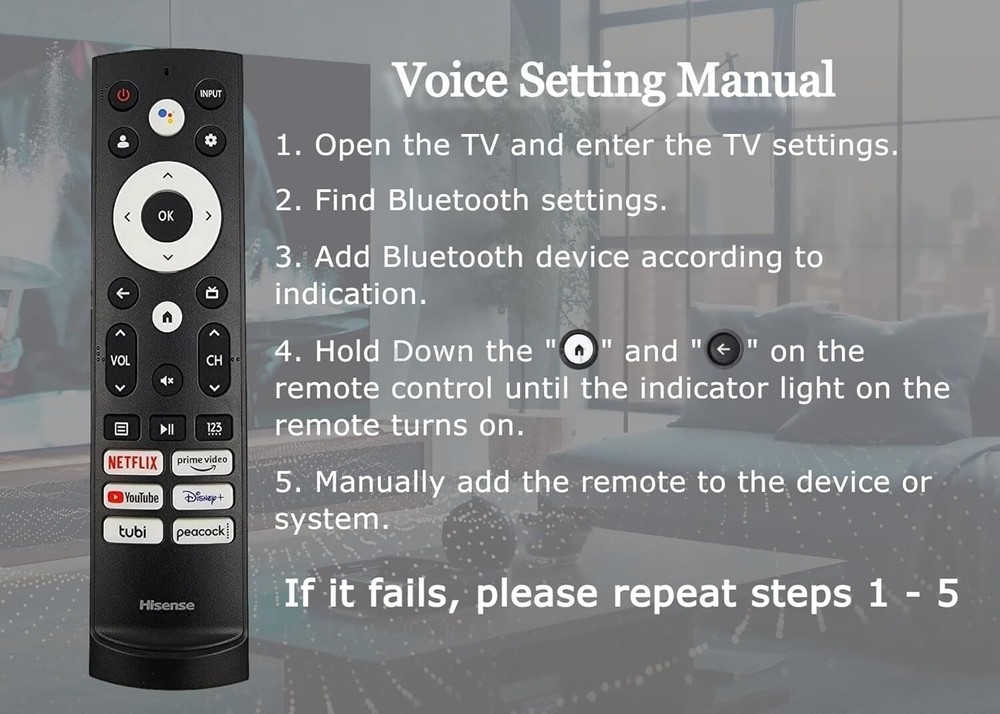 Original ERF3V0H Remote Control for All Hisense Google TVs with Voice Control