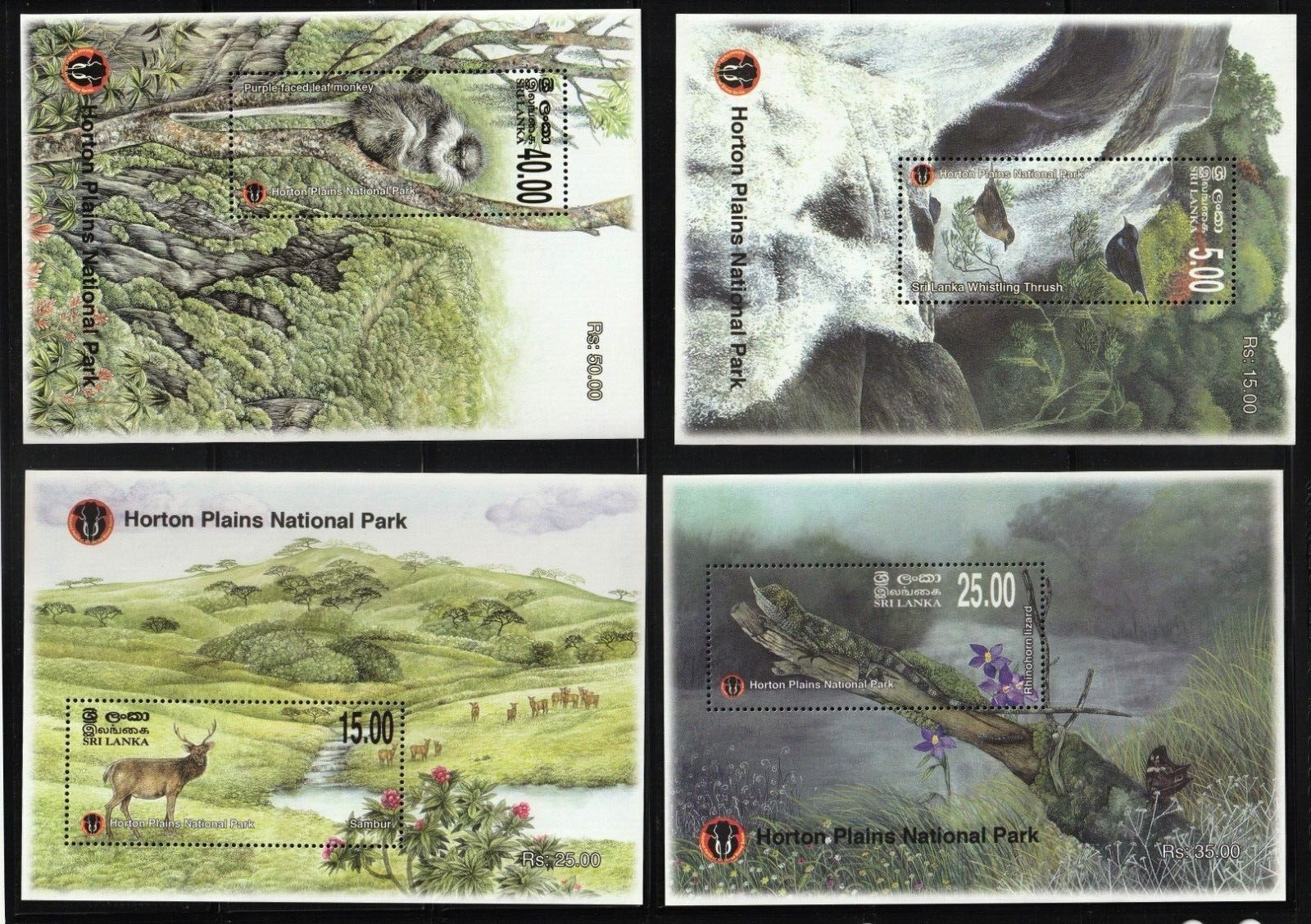 Sri Lanka  2010 National Parks Birds Animals Fauna Nature Miniature sheets 4v