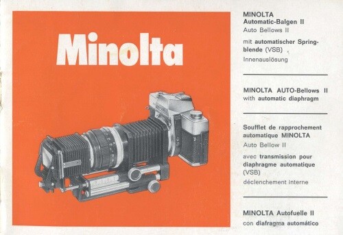 Minolta Auto Bellows II Instruction Manual Original (multi-language)