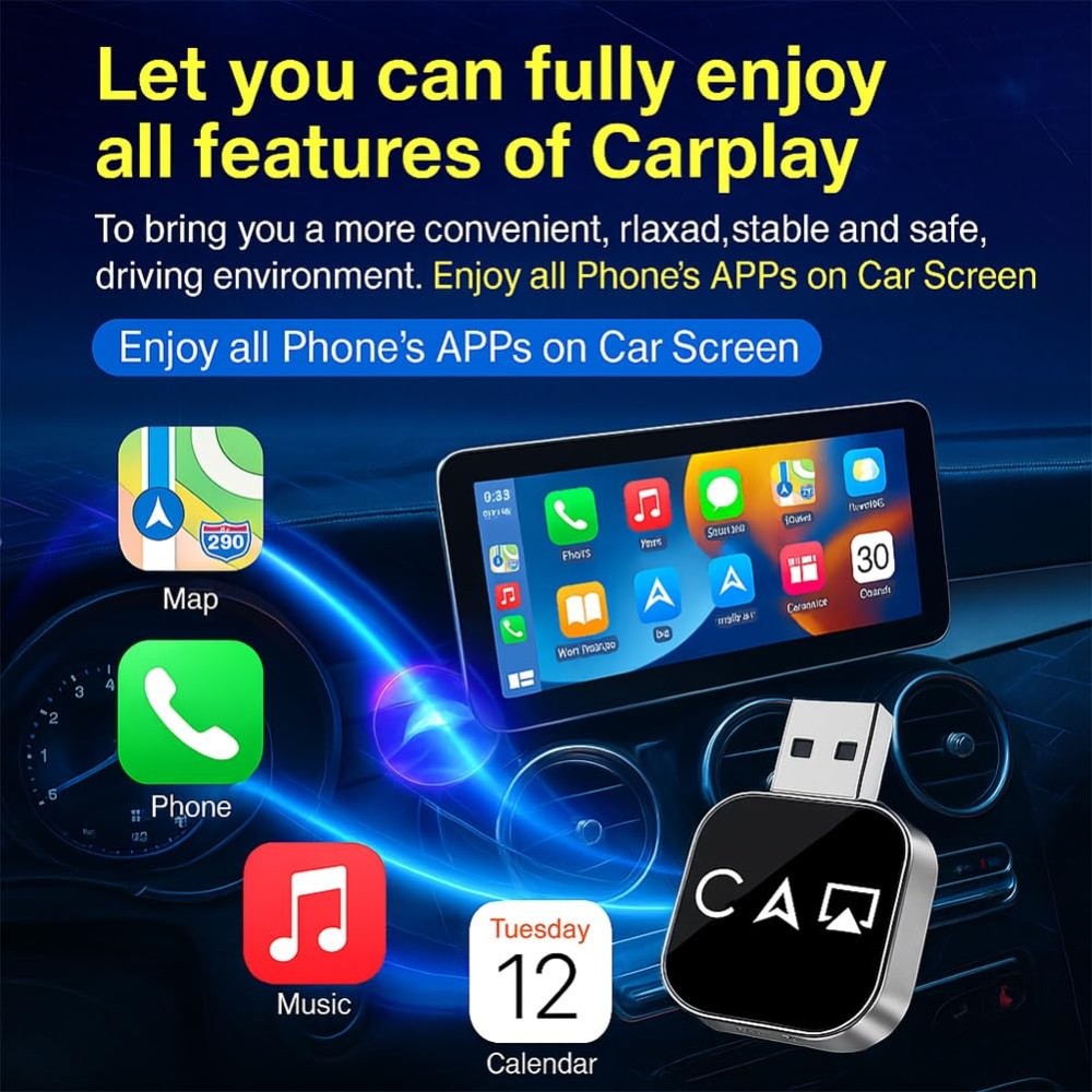 Wireless Carplay Adapter 3 in 1 Airplay Android Auto Carplay USB iPhone Android