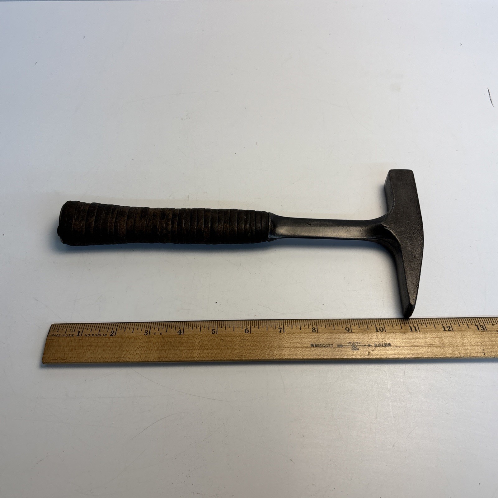 Vintage Malco Sheet Metal Setting Hammer 18 oz Leather Handle USA