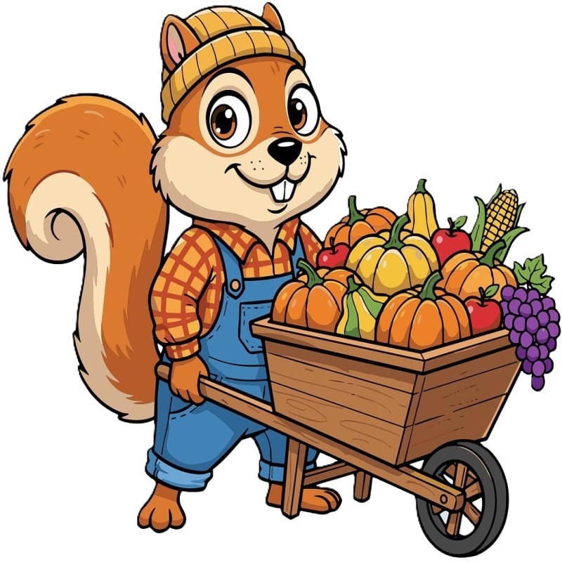 30 Custom Fall Harvest Squirrel Personalized Address Labels