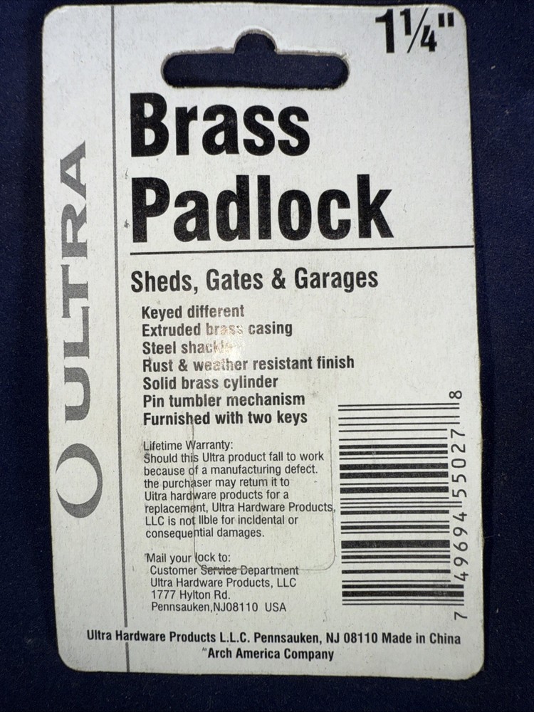 Three (3) For $15. 1 1/4” Padlock Solid Brass Padlock NOS Keyed Different J Lock