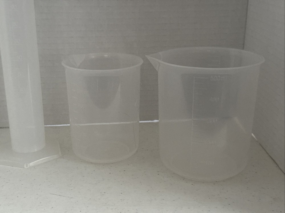 6Pc Plastic Graduated Cylinder & Beaker Set 10ml-500ml