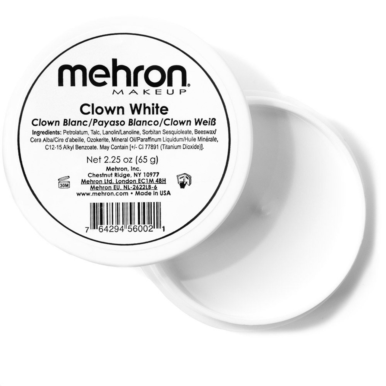 Clown White Face Paint 2.25 oz Costume Stage Theatrical makeup ~ Mehron