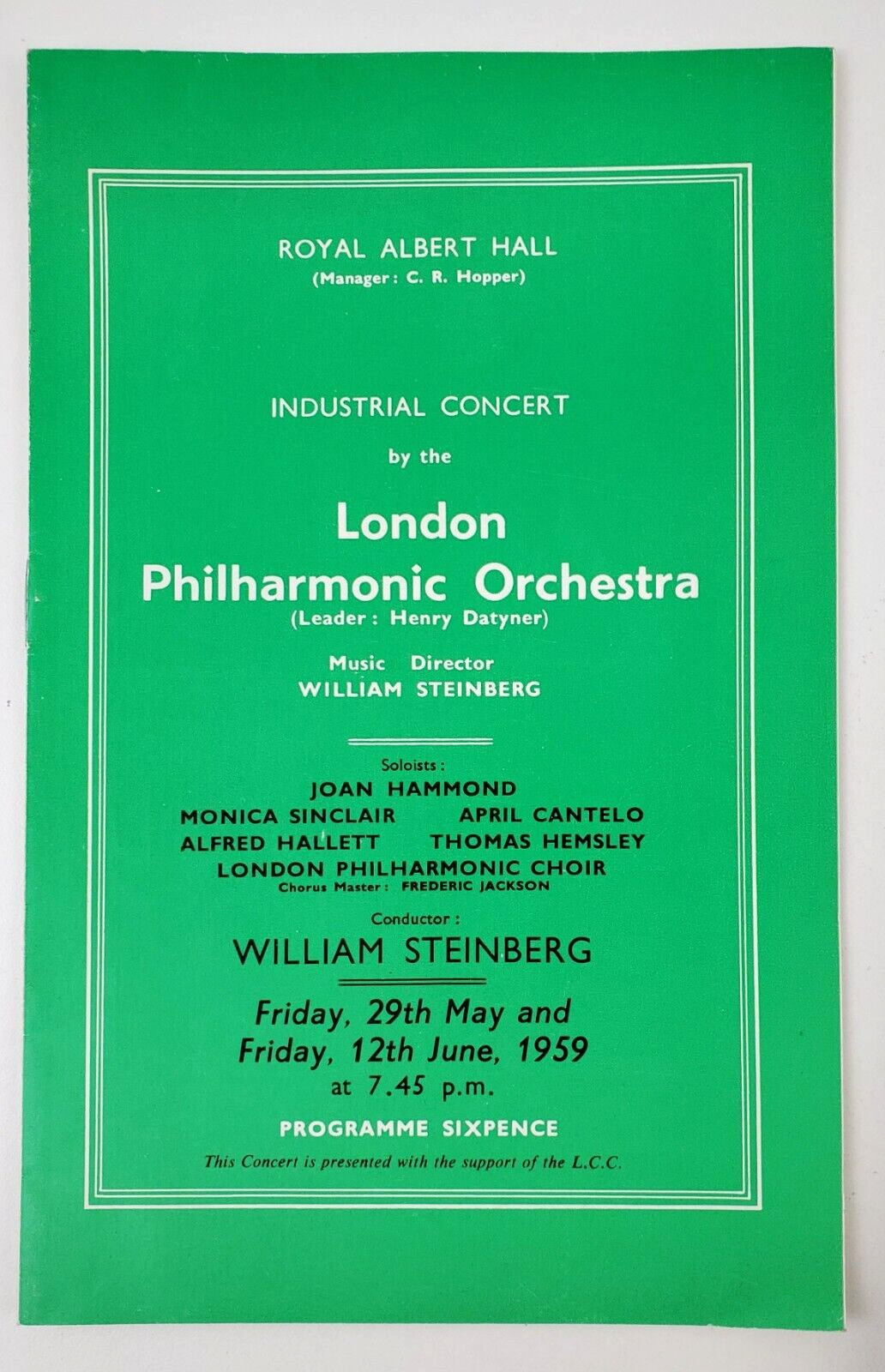 1959 London UK Philharmonic Orchestra Concert Die Flidermaus Vintage Program