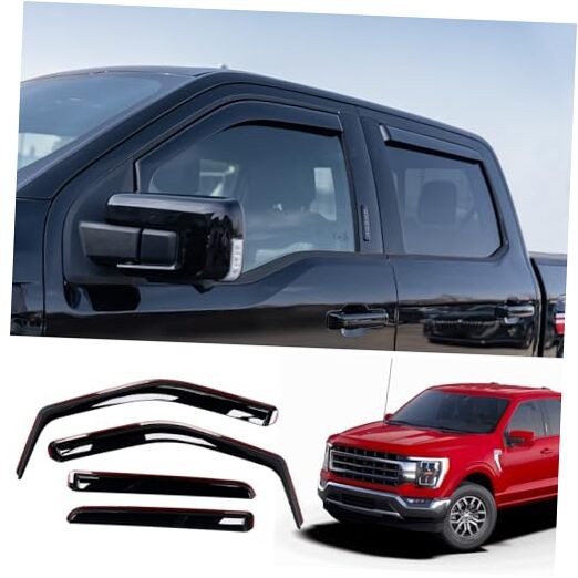 Extended Visor Rain Guards Compatible with 2015+ F150 (Extended Version)