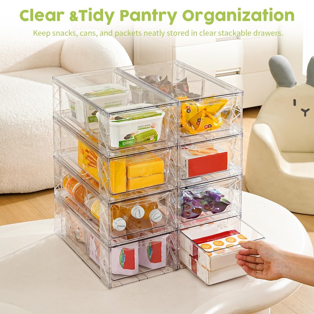 Organize Your Space With Clear Stackable Drawers - 8 Pack Medium