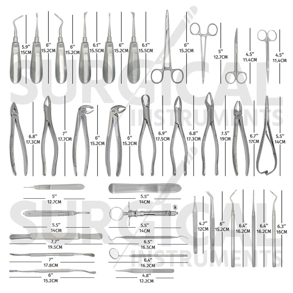 74 Pcs Oral Dental Extraction Surgery Extracting Elevators Forceps German Grade