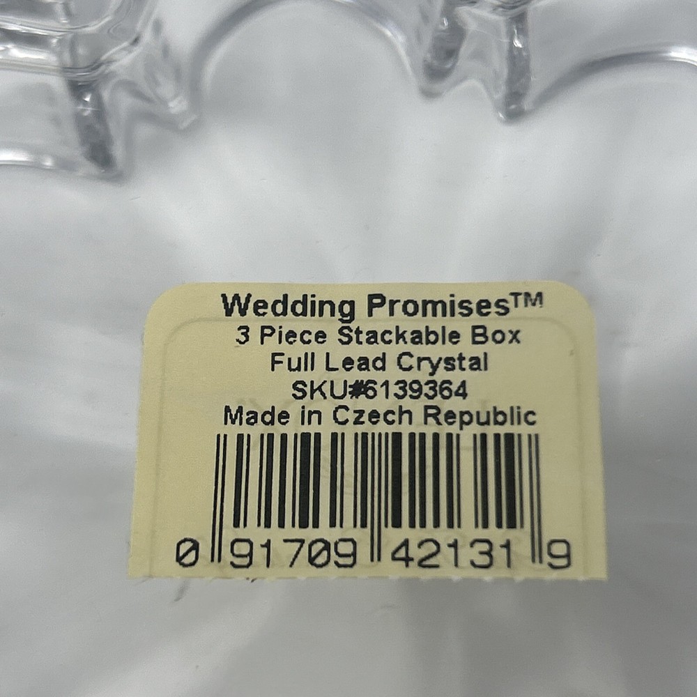 Lenox Wedding Promises 3 Piece Full Lead Crystal Stackable Flower Box