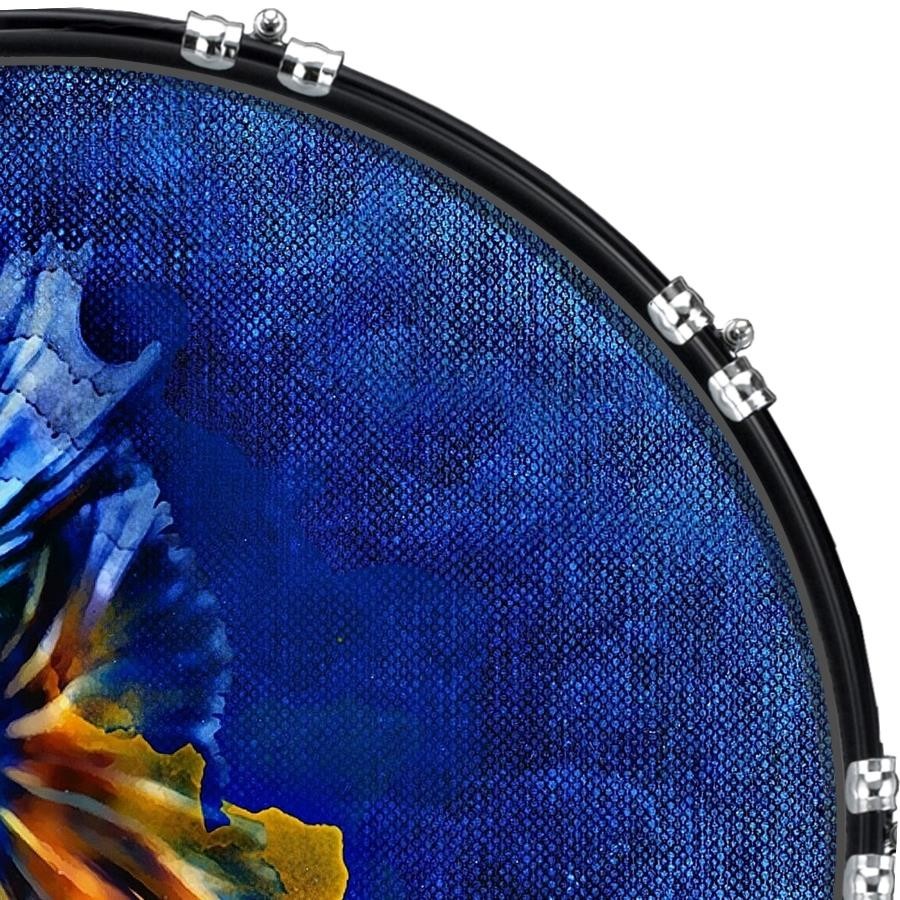 Custom 22" Kick Bass Drum Head Graphical Image Front Skin Fighting Fish