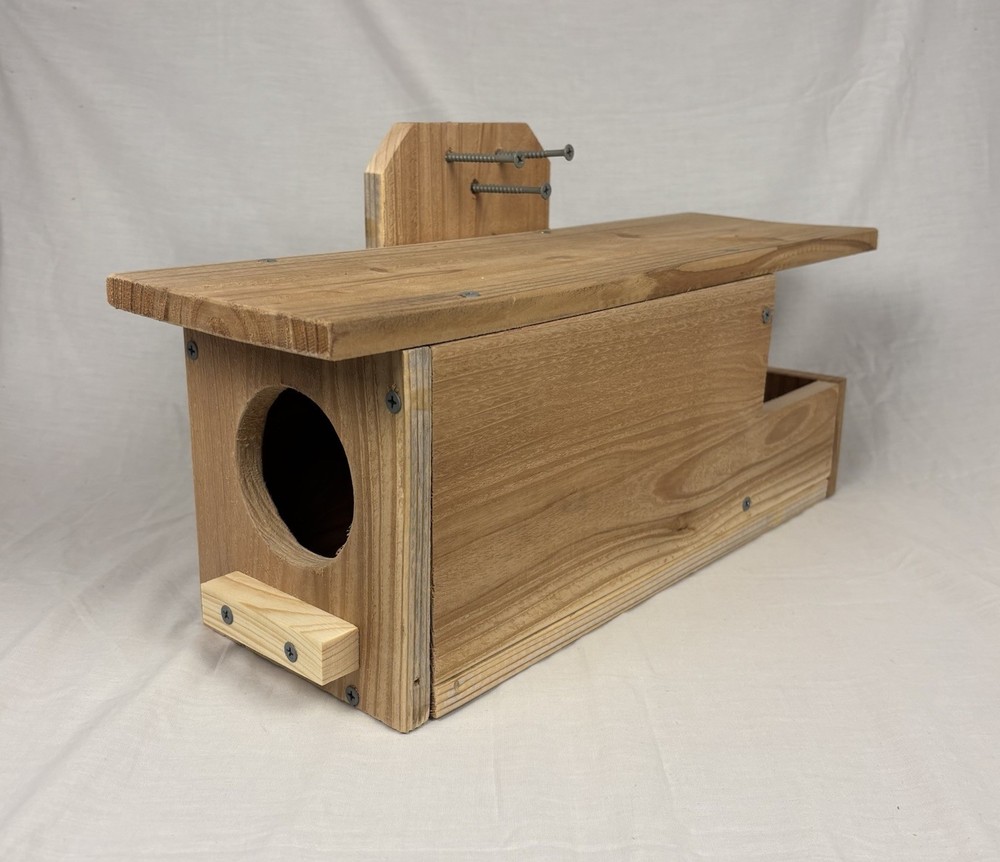 Cedar Squirrel House Feeder Nesting Box W Food & Bedding - Fully Installed Ready