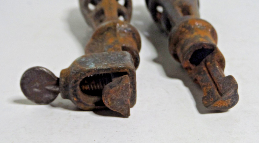 2 cast iron file handles vintage