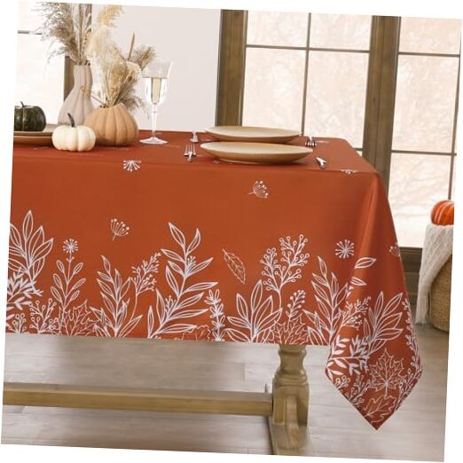 Fall Tablecloth Rectangle 60x102 Inch, 60" x 102" (Rectangular) Leaf Rust
