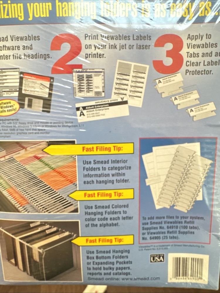 NIB Smead Viewables Labeling System PC Starter Kit #64902 w/25 Refills ,Software