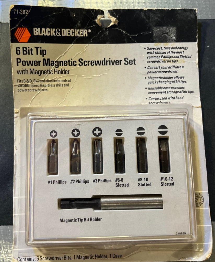 BLACK & DECKER 6 BIT - TIP POWER MAGNETIC SCREWDRIVER SET - IN ORIGINAL PKG.