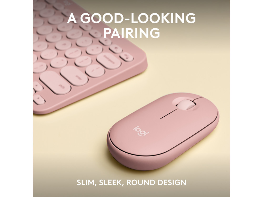 Logitech Pebble 2 Combo Wireless Quiet Keyboard and Mouse, Customisable, Logi Bo