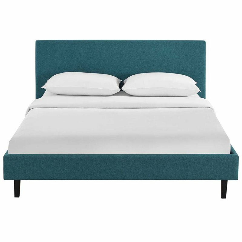 Modway Anya Upholstered Full Platform Bed in Teal