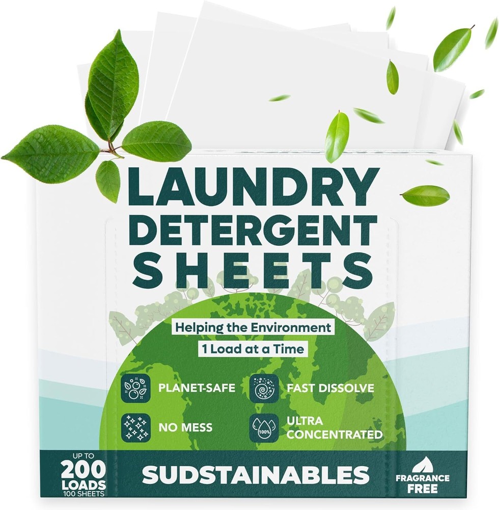 Eco Friendly Laundry Detergent Sheets (100 sheets 200 loads) - Sudstainables
